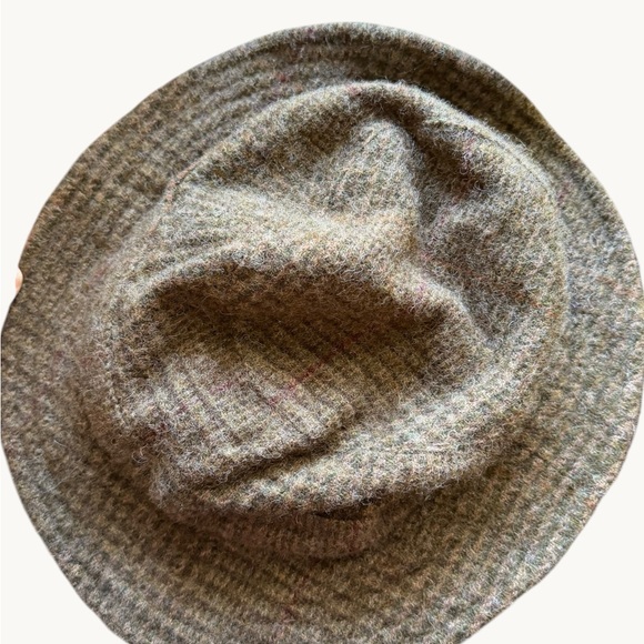 Polo Ralph Lauren 100% Wool Bucket Hat - Green & Brown Plaid Tweed Size Small - Picture 6 of 7